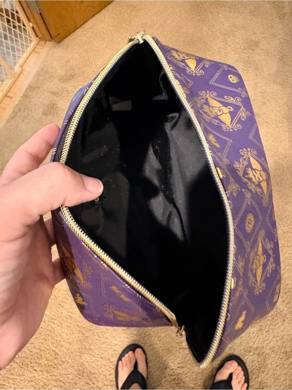 Disney Purple and Gold Cosmetic Pouch with Zip
